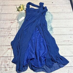NWT Christian Siriano Bridal for Azazie 1014 Royal Blue A-Line Chiffon Dress